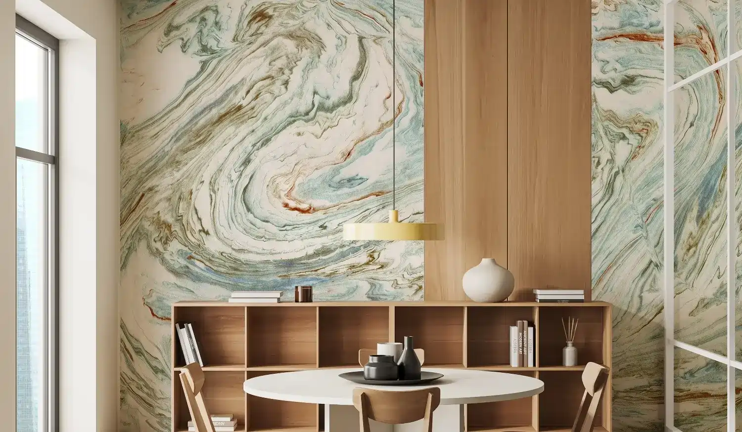 100% PVC-free wallcovering media in a styled room